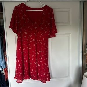 In loom Red Floral Summer Dress